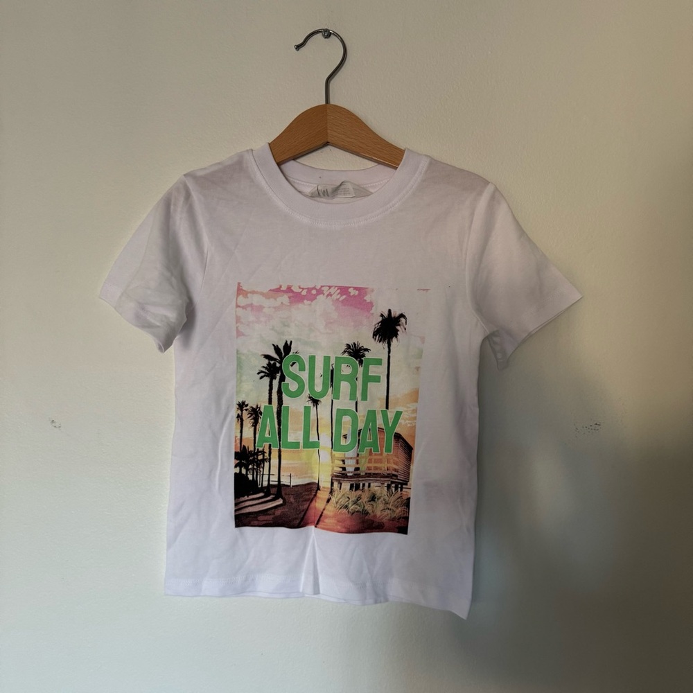 H&M White Surf All Day T-Shirt